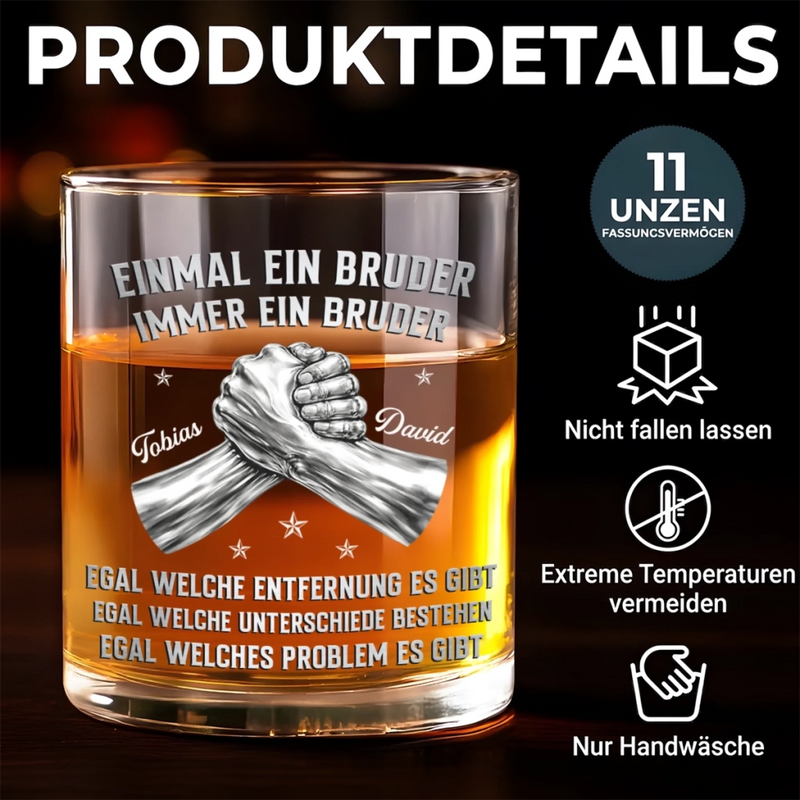 Personalisierte Whiskyglas – Geschenk für Bruder – Unsere Verbindung endet nie