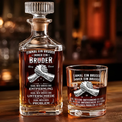 Personalisiertes Whisky-Dekanter-Set – Geschenk für Bruder, bester Freund – Genau zur richtigen Zeit genau du