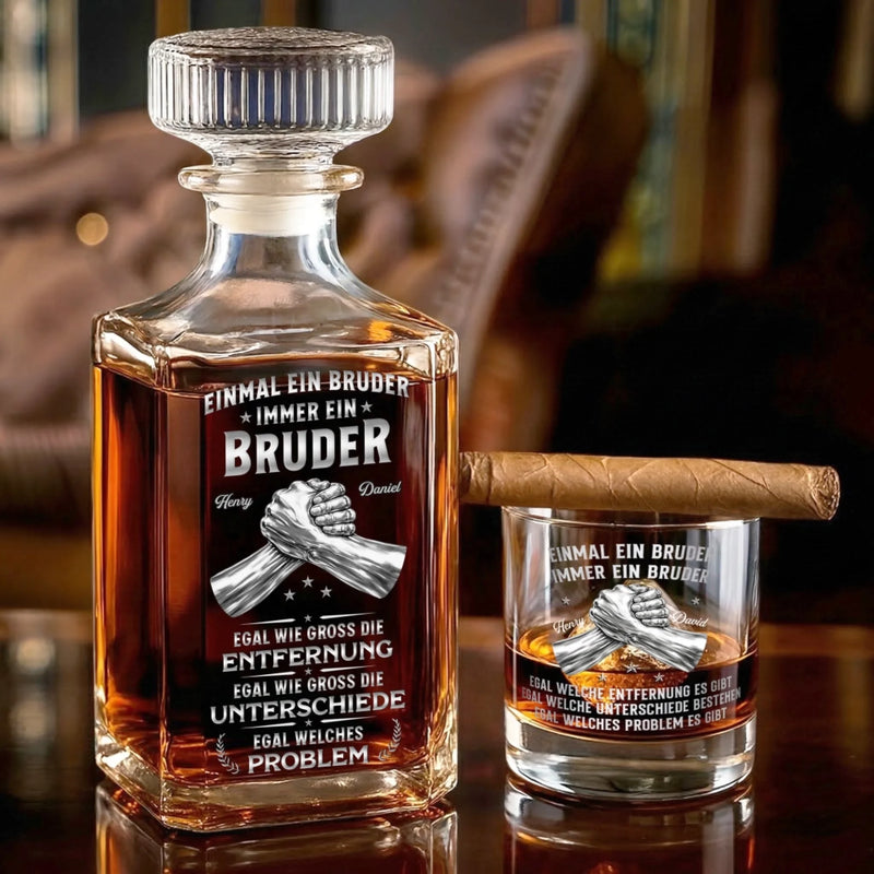 Personalisiertes Whisky-Dekanter-Set – Geschenk für Bruder, bester Freund – Genau zur richtigen Zeit genau du