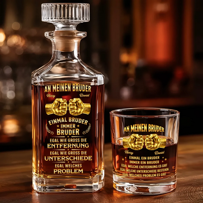 Personalisiertes Whisky-Dekanter-Set – Geschenk für Bruder, bester Freund – Kein Zufall wir passen einfach