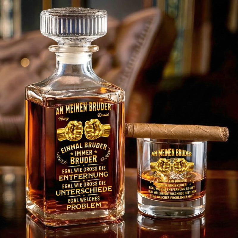 Personalisiertes Whisky-Dekanter-Set – Geschenk für Bruder, bester Freund – Kein Zufall wir passen einfach