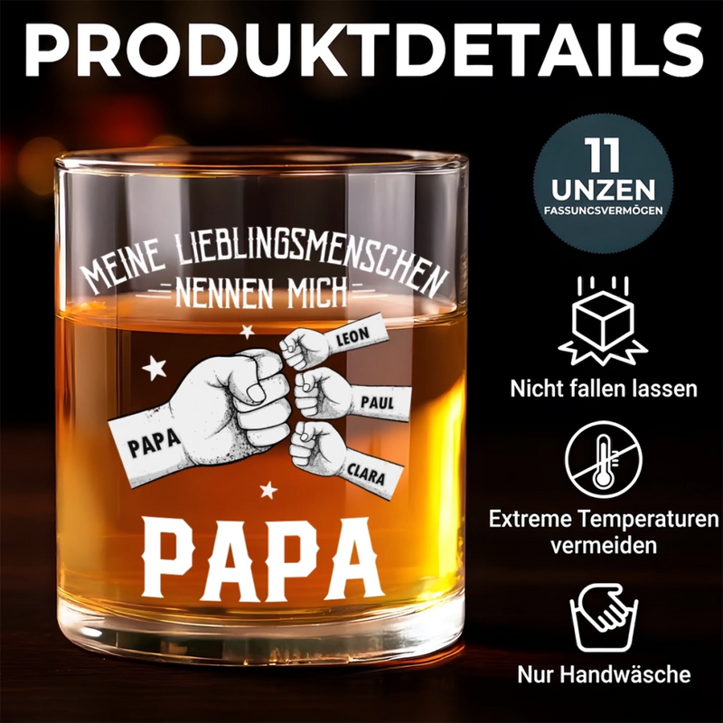 Personalisierter Whiskyglas – Vatertagsgeschenk für Papa, Opa – Einfach der beste Papa