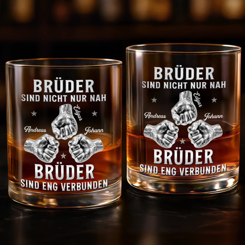 Personalisierte Whiskyglas – Geschenk für Bruder – Brüder stärker als jede Distanz