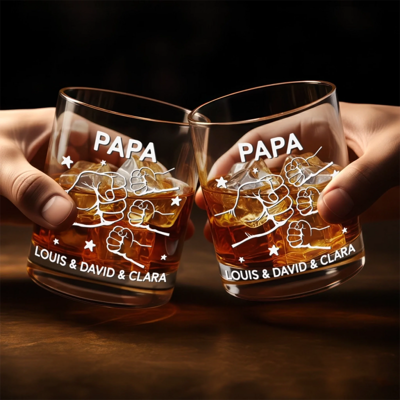 Personalisierter Whiskyglas – Vatertagsgeschenk für Papa, Opa – Neuer Titel freigeschaltet Papa