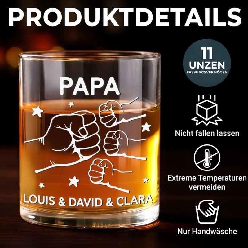 Personalisierter Whiskyglas – Vatertagsgeschenk für Papa, Opa – Neuer Titel freigeschaltet Papa
