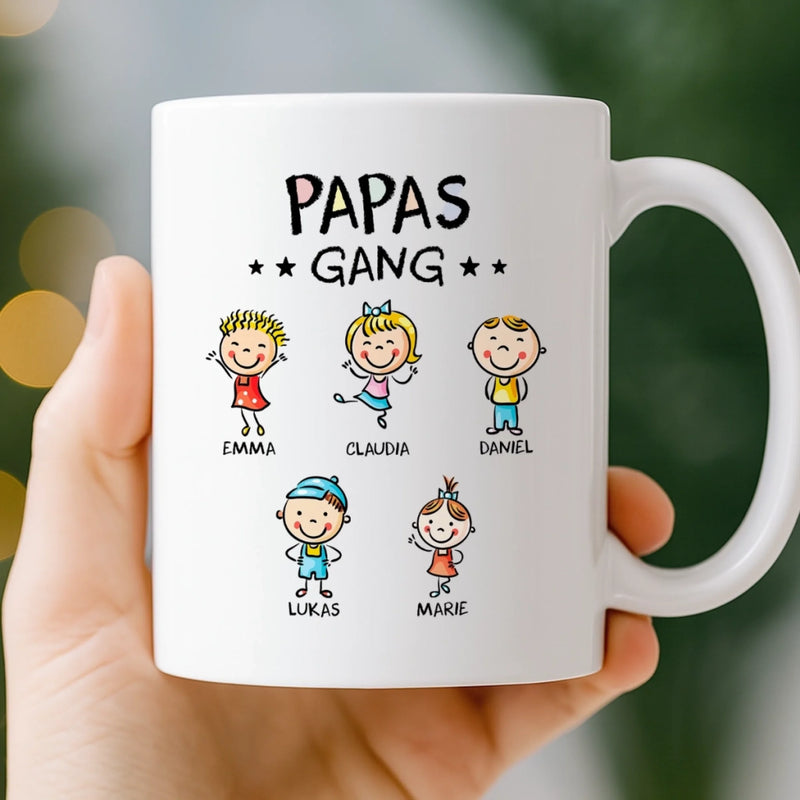 Personalisierte Tasse – Vatertagsgeschenk für Papa, Opa – Papas kleine Gang