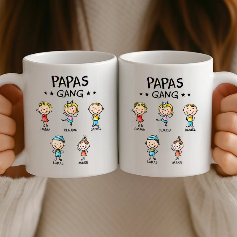 Personalisierte Tasse – Vatertagsgeschenk für Papa, Opa – Papas kleine Gang