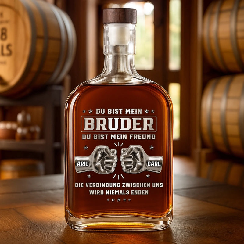 Personalisierte Whiskyflasche – Geschenke für Bruder– Was uns verbindet, endet nie