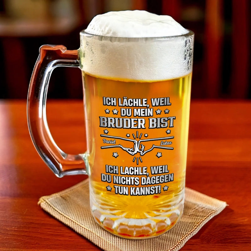 Personalisierter Bierkrug – Geschenke für Bruder – Du bist mein Grund zu lächeln