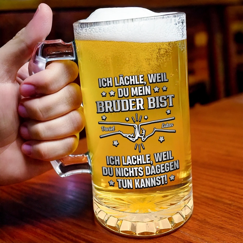 Personalisierter Bierkrug – Geschenke für Bruder – Du bist mein Grund zu lächeln