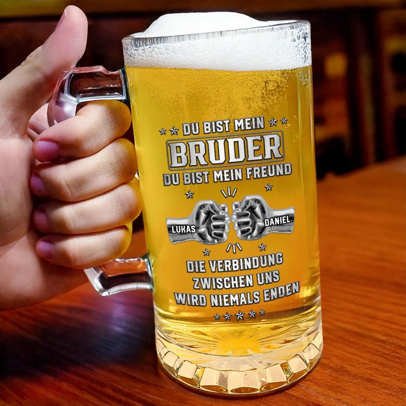Personalisierter Bierkrug – Geschenke für Bruder – Gleiche Wurzeln gleiche Seele