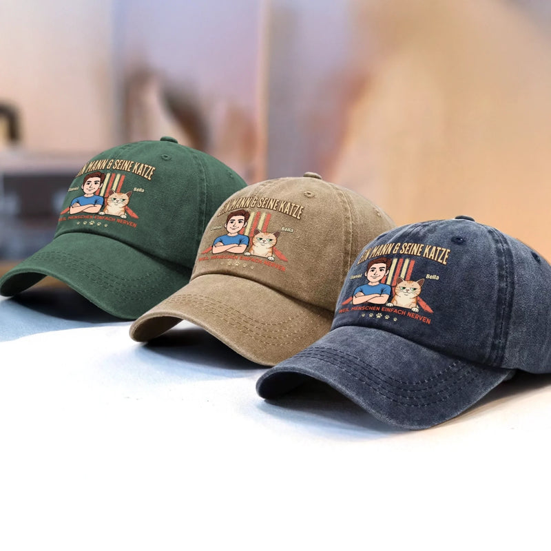 Personalisierte klassische Baseballkappe – Geschenk für Haustierbesitzer – Ein Mann & Seine Katze