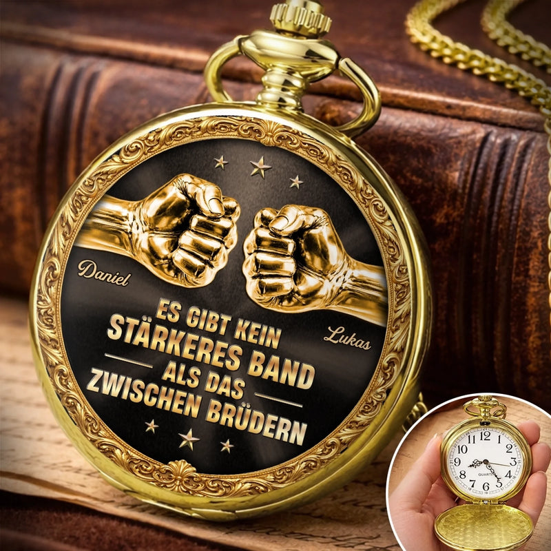 Personalisierte goldene Taschenuhr – Geschenk für Bruder – ein Band, das hält