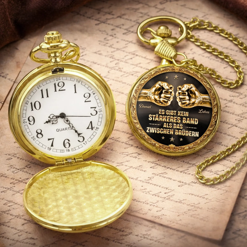 Personalisierte goldene Taschenuhr – Geschenk für Bruder – ein Band, das hält