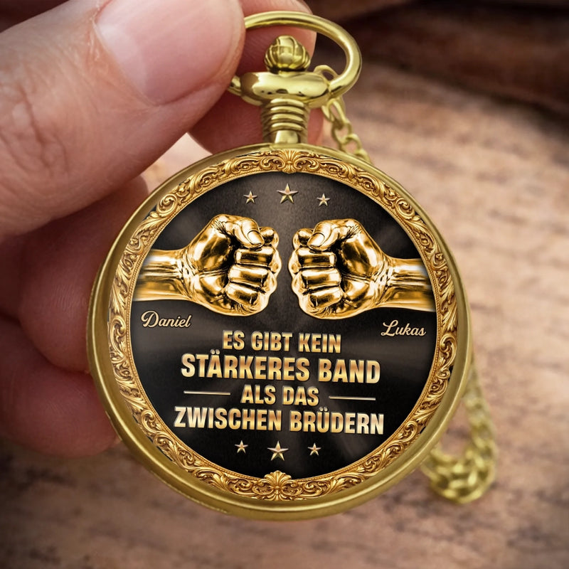 Personalisierte goldene Taschenuhr – Geschenk für Bruder – ein Band, das hält
