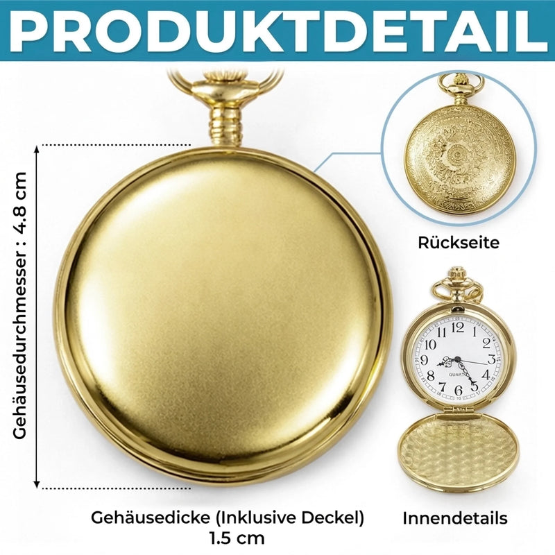 Personalisierte goldene Taschenuhr – Vatertagsgeschenk für Papa, Opa – Mit dir ist alles besser Papa