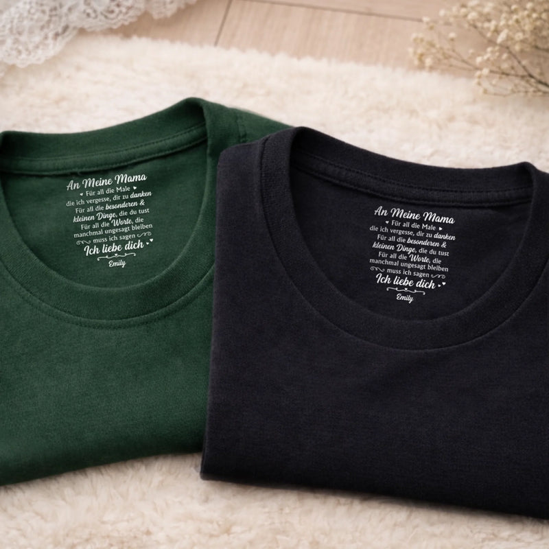 Personalisiertes Unisex-T-Shirt mit Innenkragen-Druck – Muttertagsgeschenke für Mama – Alles beginnt bei Mama