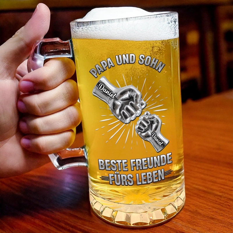 Personalisierter Bierkrug – Vatertagsgeschenk für Papa, Opa – Freunde fürs Leben