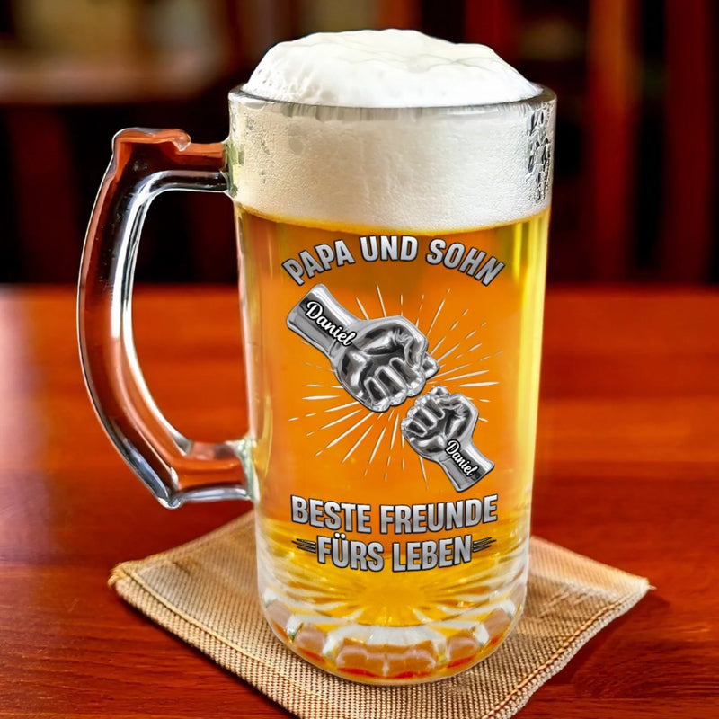 Personalisierter Bierkrug – Vatertagsgeschenk für Papa, Opa – Freunde fürs Leben