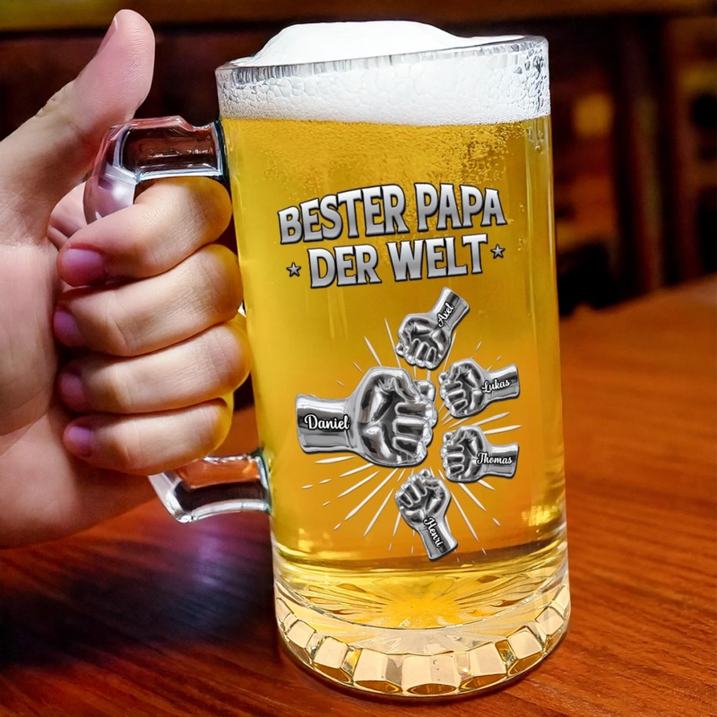 Personalisierter Bierkrug – Vatertagsgeschenk für Papa, Opa – Ohne Papa kein Plan