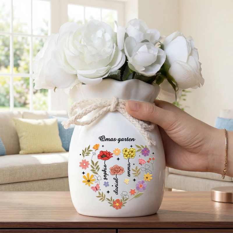 Personalisierte Blumenvase mit Seil – Muttertagsgeschenk für Mama, Oma – Willkommen in Mamas Paradies