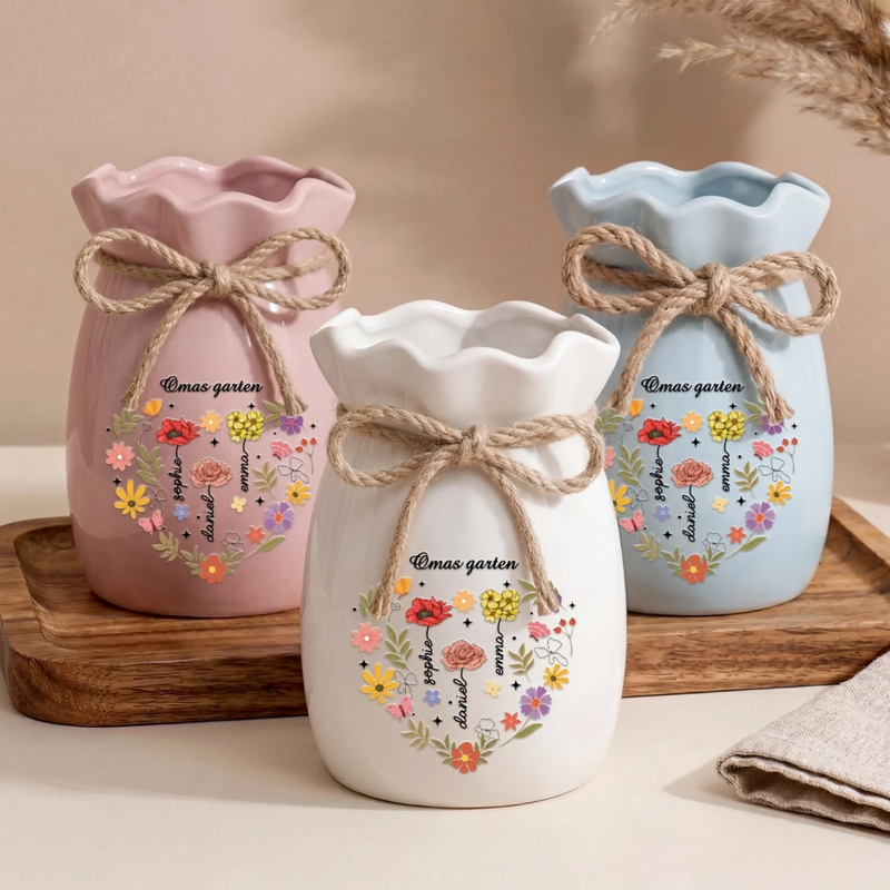 Personalisierte Blumenvase mit Seil – Muttertagsgeschenk für Mama, Oma – Willkommen in Mamas Paradies