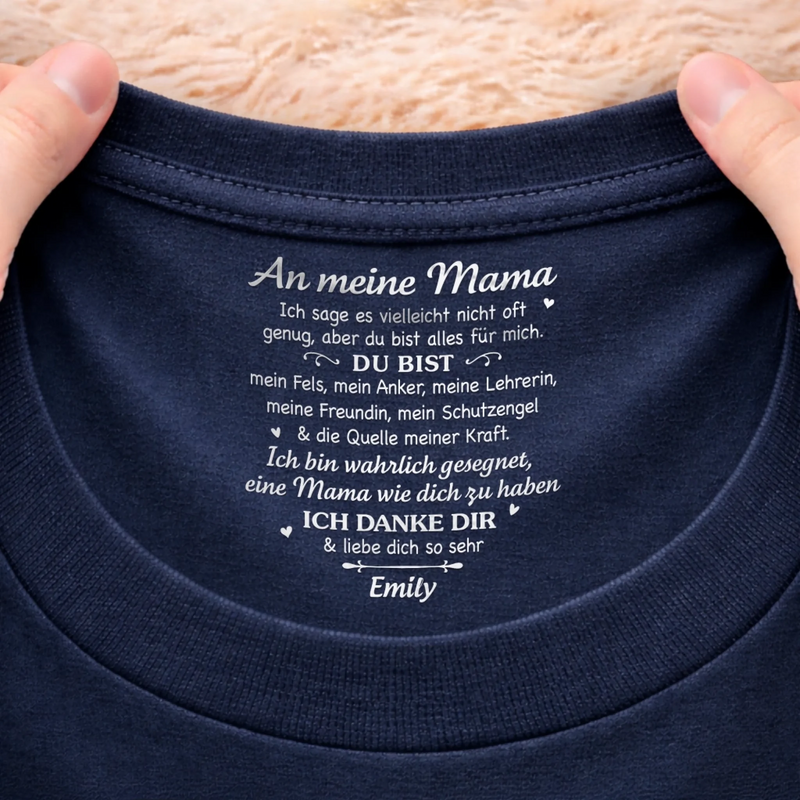 Personalisiertes Unisex-T-Shirt mit Innenkragen-Druck – Muttertagsgeschenke für Mama, Oma – Ein Leben lang du & ich