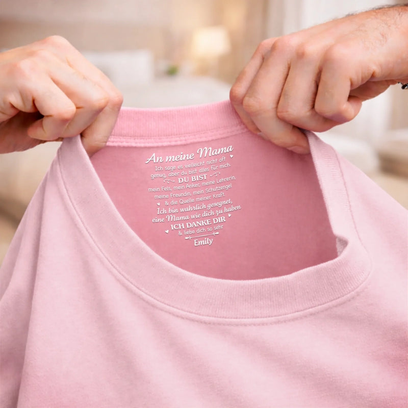Personalisiertes Unisex-T-Shirt mit Innenkragen-Druck – Muttertagsgeschenke für Mama, Oma – Ein Leben lang du & ich