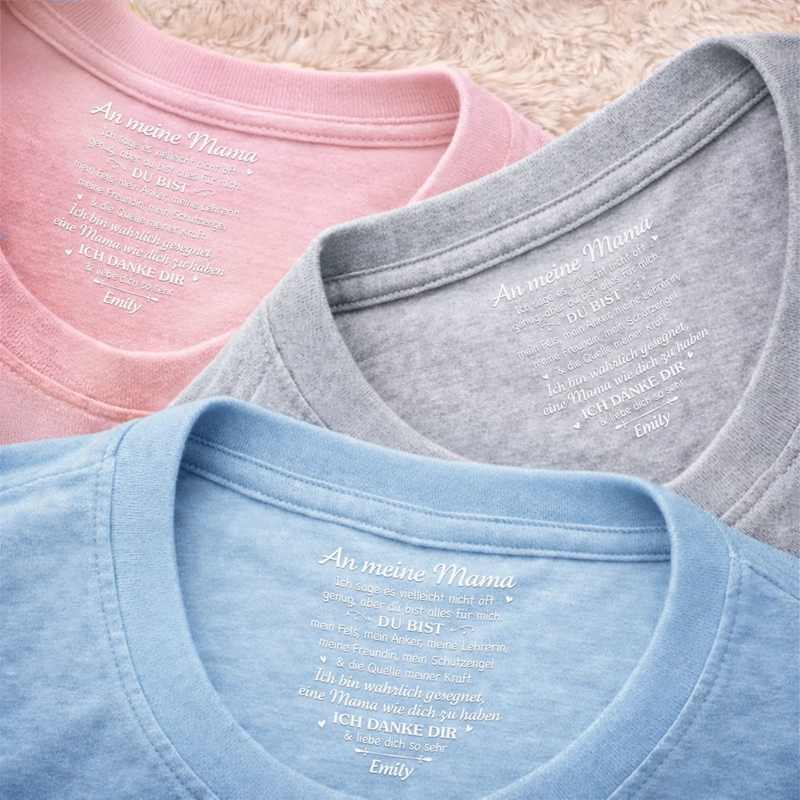 Personalisiertes Unisex-T-Shirt mit Innenkragen-Druck – Muttertagsgeschenke für Mama, Oma – Ein Leben lang du & ich