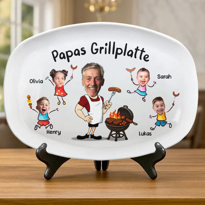 Personalisierte Grillplatte mit Foto – Vatertagsgeschenk für Papa, Opa – Papas Grillplatte