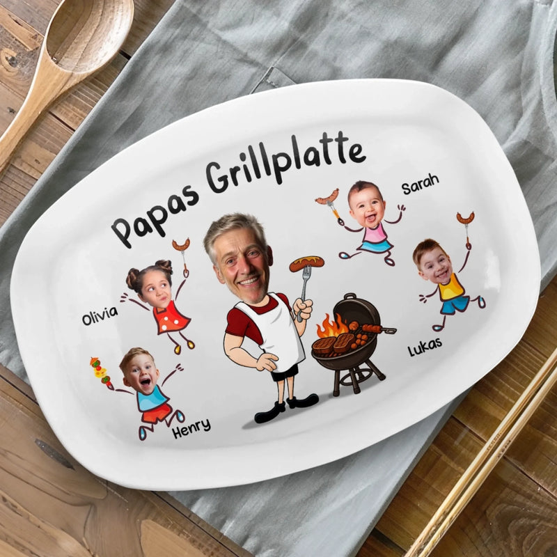 Personalisierte Grillplatte mit Foto – Vatertagsgeschenk für Papa, Opa – Papas Grillplatte