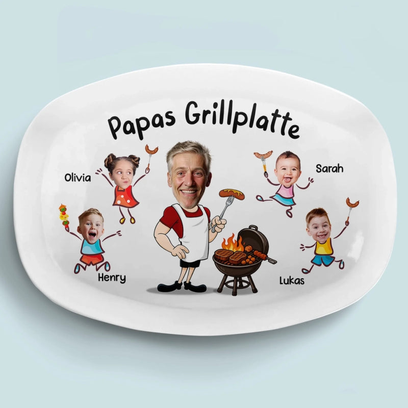 Personalisierte Grillplatte mit Foto – Vatertagsgeschenk für Papa, Opa – Papas Grillplatte