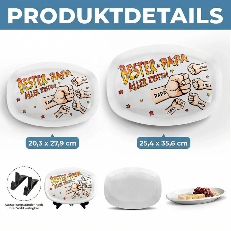 Personalisierte Grillplatte – Vatertagsgeschenk für Papa, Opa – Bester Papa aller Zeiten