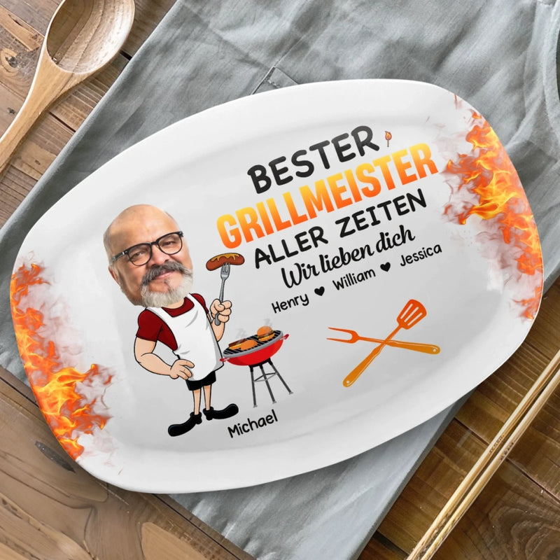 Personalisierte Grillplatte mit Foto – Vatertagsgeschenk für Papa, Opa – Bester Grillmeister