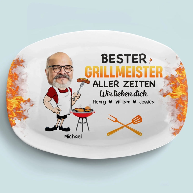 Personalisierte Grillplatte mit Foto – Vatertagsgeschenk für Papa, Opa – Bester Grillmeister