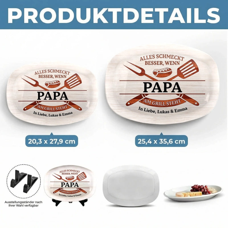 Personalisierte Grillplatte – Vatertagsgeschenk für Papa, Opa – Alles für den perfekten Grillabend