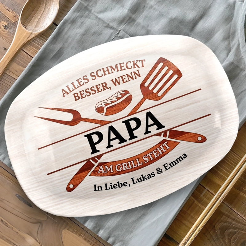 Personalisierte Grillplatte – Vatertagsgeschenk für Papa, Opa – Alles für den perfekten Grillabend