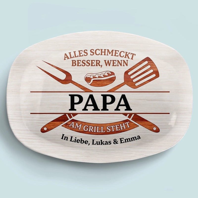 Personalisierte Grillplatte – Vatertagsgeschenk für Papa, Opa – Alles für den perfekten Grillabend