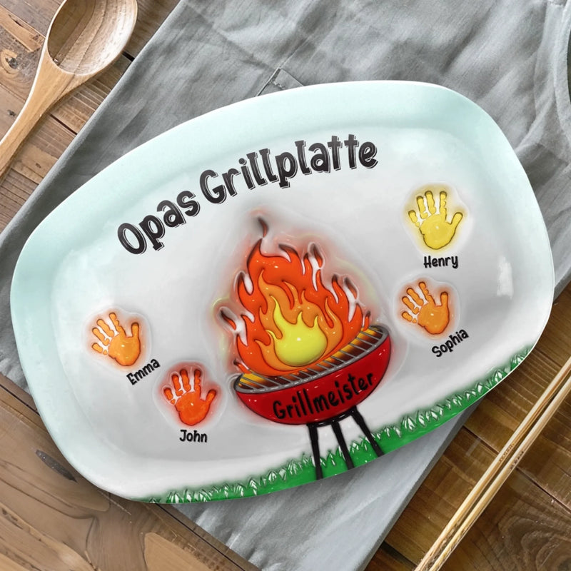 Personalisierte Grillplatte mit 3D-Effekt – Vatertagsgeschenk für Papa, Opa – Grillzeit ist Partyzeit