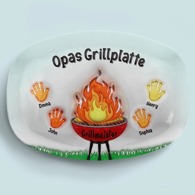 Personalisierte Grillplatte mit 3D-Effekt – Vatertagsgeschenk für Papa, Opa – Grillzeit ist Partyzeit