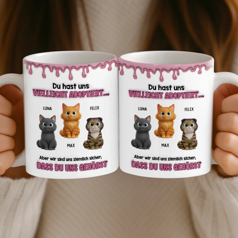 Personalisierte Tasse – Geschenk für Katzenliebhaber, Katzenbesitzer – Jetzt gehörst du uns