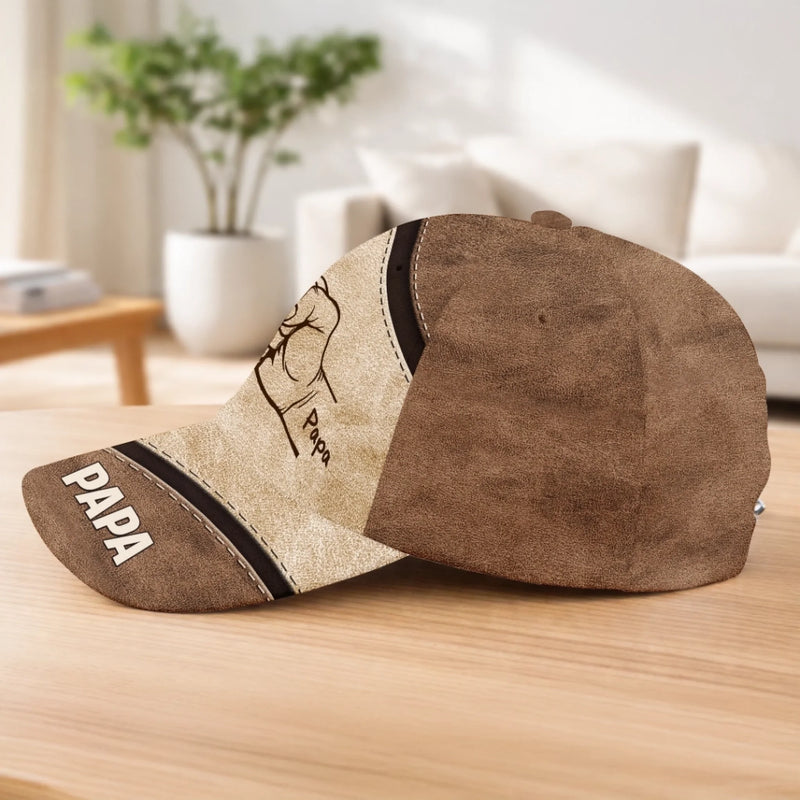 Personalisierte klassische Kappe mit Allover-print – Vatertagsgeschenk für Opa, Papa – Mein Zuhause heißt Papa