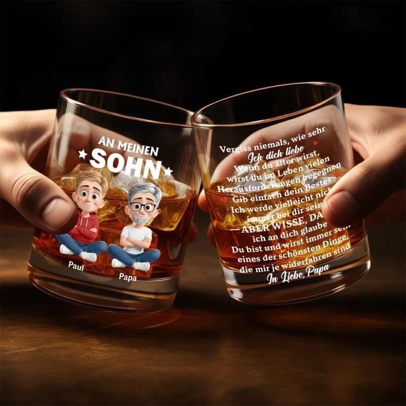Personalisierter Whiskyglas – Geschenk für Sohn, Tochter – Vergiss nie meine Liebe zu dir