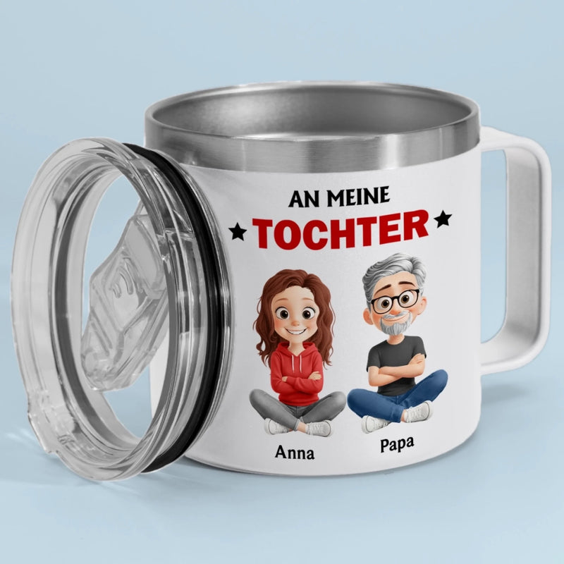 Personalisierter Thermobecher mit Henkel – Geschenk für Sohn, Tochter – Vergiss nie meine Liebe zu dir