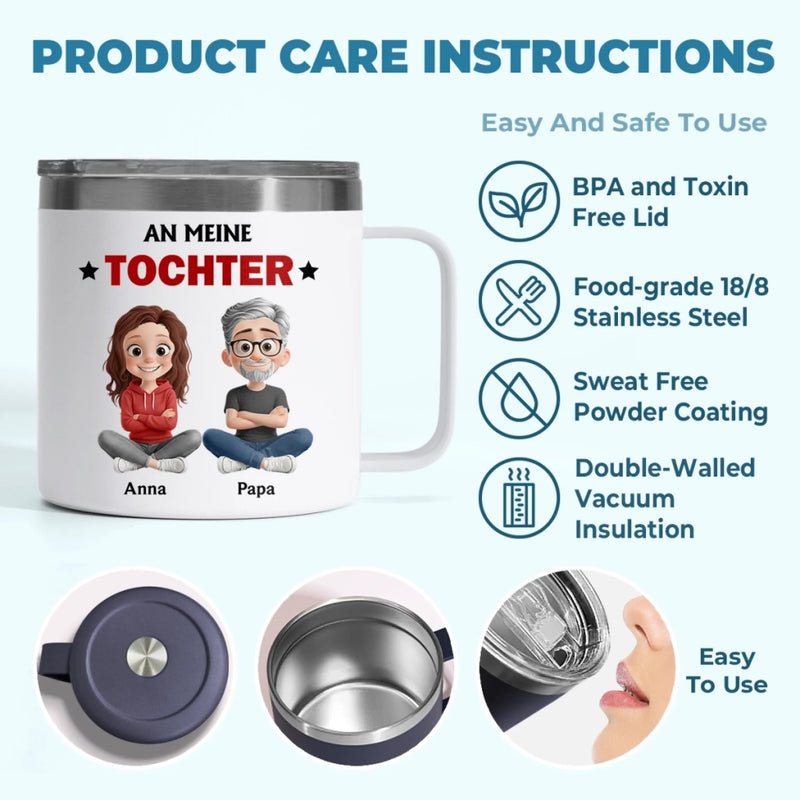 Personalisierter Thermobecher mit Henkel – Geschenk für Sohn, Tochter – Vergiss nie meine Liebe zu dir