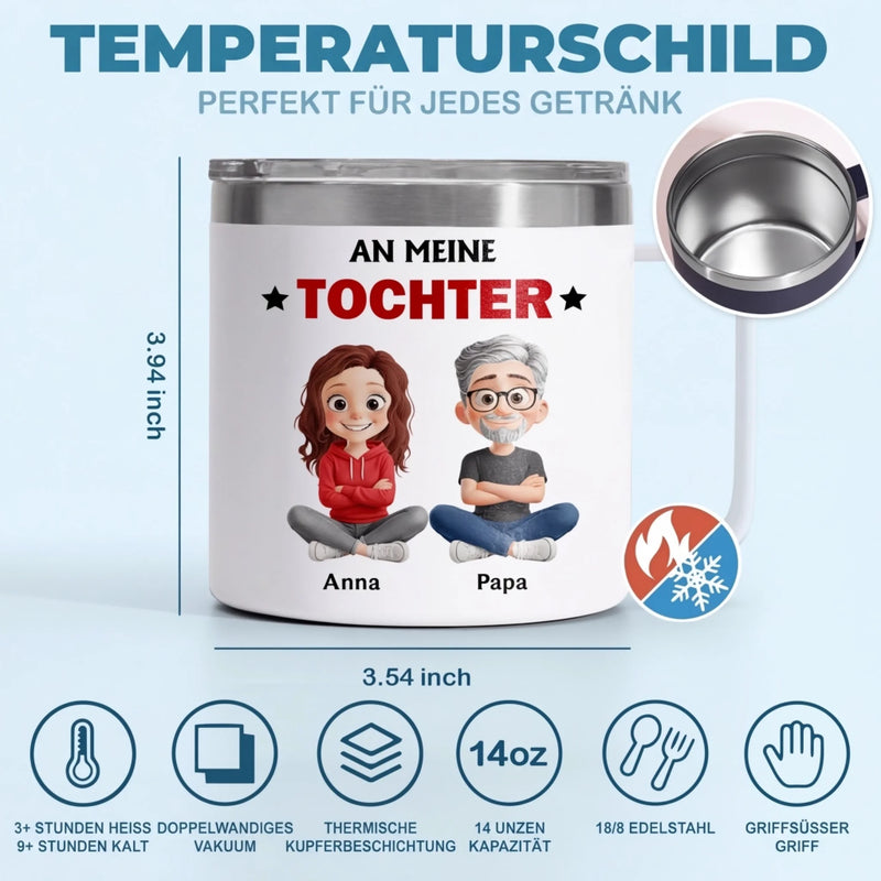 Personalisierter Thermobecher mit Henkel – Geschenk für Sohn, Tochter – Vergiss nie meine Liebe zu dir