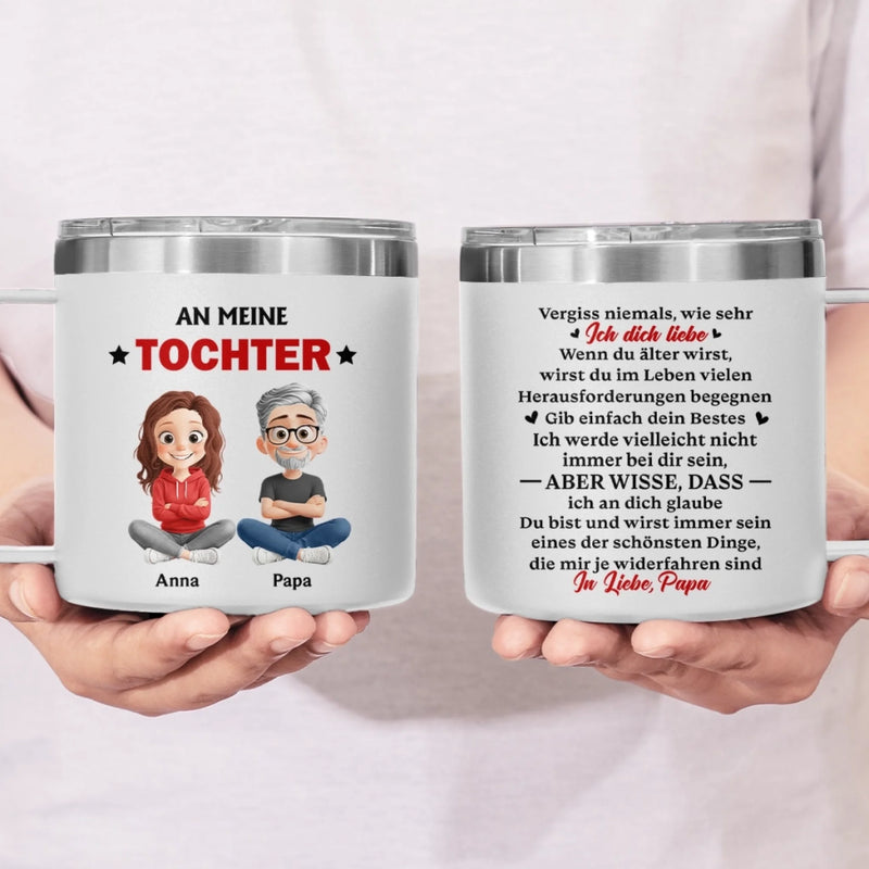 Personalisierter Thermobecher mit Henkel – Geschenk für Sohn, Tochter – Vergiss nie meine Liebe zu dir