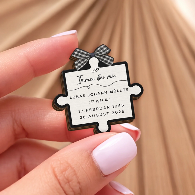 Personalisierter Taschenknuddler aus Holz – Geschenk für Mama und Papa – Immer Geliebt, Niemals Vergessen