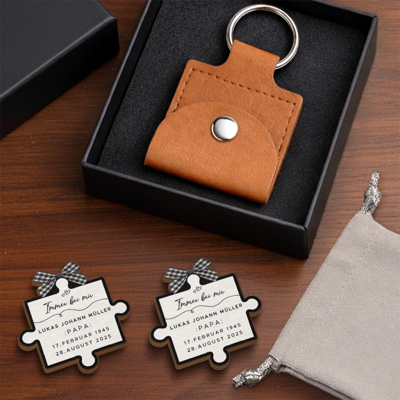 Personalisierter Taschenknuddler aus Holz – Geschenk für Mama und Papa – Immer Geliebt, Niemals Vergessen
