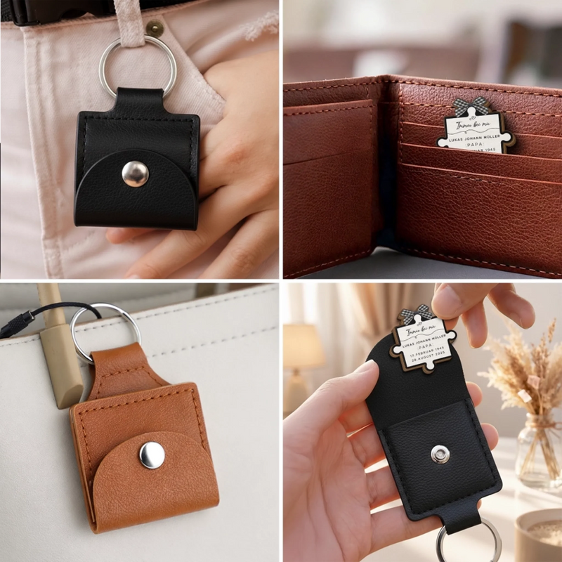 Personalisierter Taschenknuddler aus Holz – Geschenk für Mama und Papa – Immer Geliebt, Niemals Vergessen